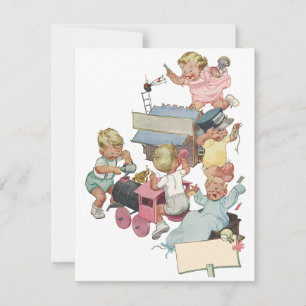 Invitation Enfants Jouant avec des Trains Jouets V