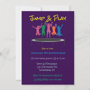 Invitation Enfants Jump & Play Trampoline Anniversaire Bash