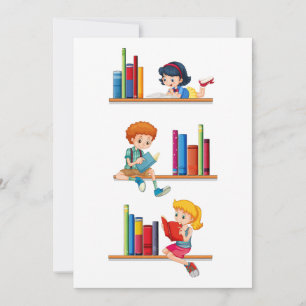 Invitation Enfants lisant des livres