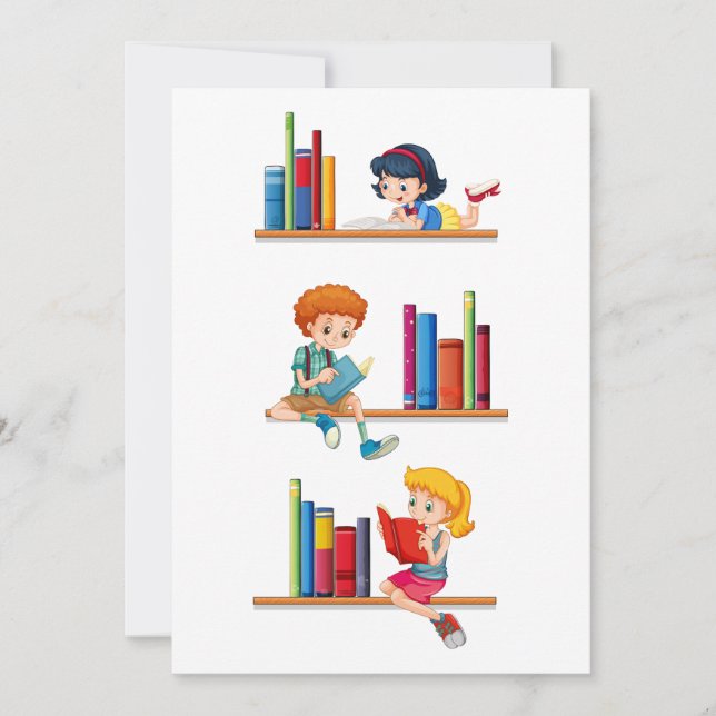 Invitation Enfants lisant des livres (Devant)
