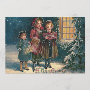 Invitation Enfants mignons chantant des chants de Noël