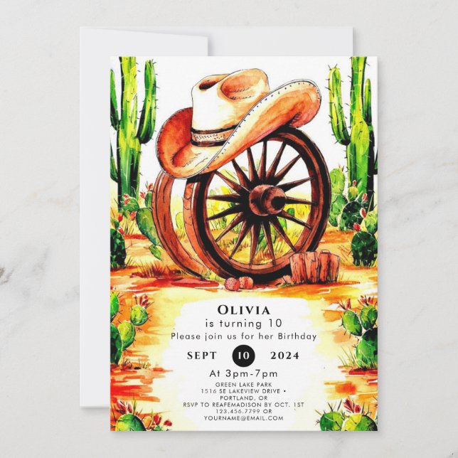 Invitation Enfants mignons Cowboy anniversaire (Devant)