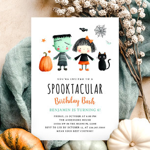 Invitation Enfants mignons Halloween Anniversaire Fête Invita