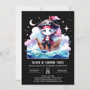 Invitation Enfants minimalistes Pirate Anniversaire