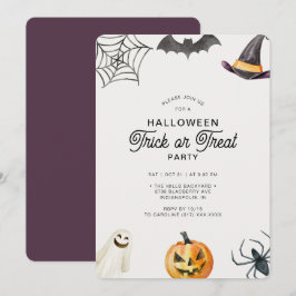 Invitation Enfants modernes Halloween Trick ou Treat Party In