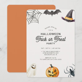 Invitation Enfants modernes Halloween Tricoter ou Treat Party