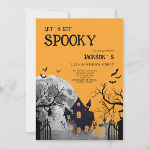 Invitation Enfants Orange Let´s Get Spooky 13e Anniversaire