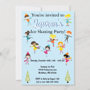 Invitation Enfants Patinage sur glace Anniversaire Fête Invit