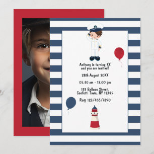 Invitation Enfants personnalisé nautique marin fête d'anniver