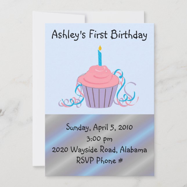 Invitation Enfants personnalisés Premier anniversaire (Devant)