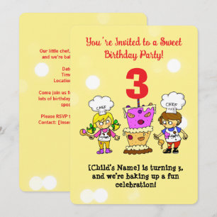 Invitation Enfants Petit Chef Fête d'anniversaire de gâteaux