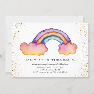 Invitation Enfants Rainbow Cloud fête d'anniversaire