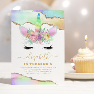 Invitation Enfants Rainbow Unicorn Anniversaire