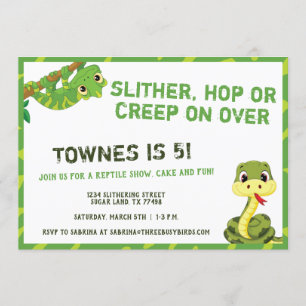 Invitation Enfants Reptile fête d'anniversaire Serpent et l