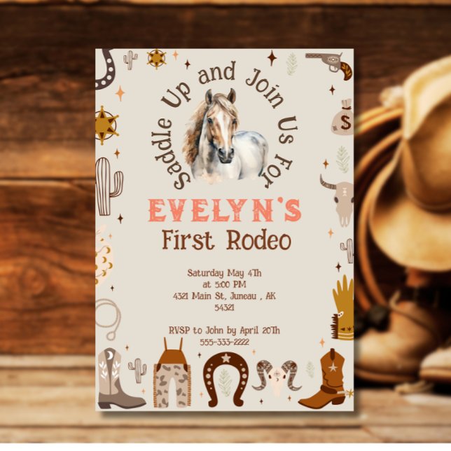 Invitation Enfants Rodeo Cowboy Rustique Ouest (Créateur téléchargé)