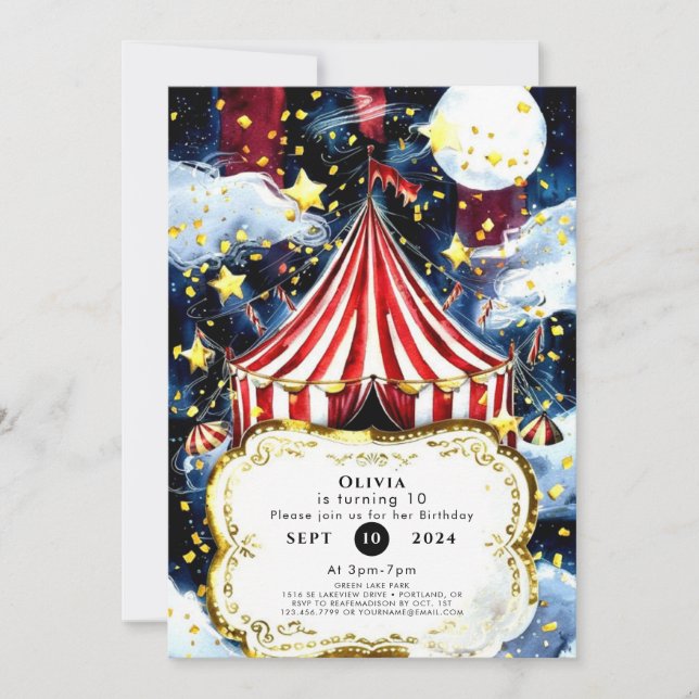 Invitation Enfants Simple Cirque Anniversaire (Devant)