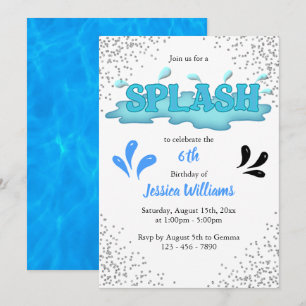 Invitation Enfants "Splash" Pool Party 6e anniversaire