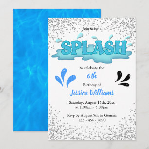 Invitation Enfants "Splash" Pool Party 6e anniversaire