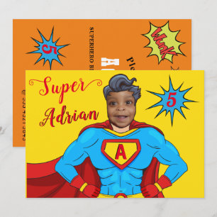 Invitation Enfants Superhero Cool Fab Amusant Anniversaire In