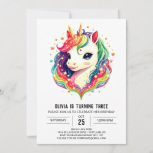 Invitation Enfants Unicorn Anniversaire Joie