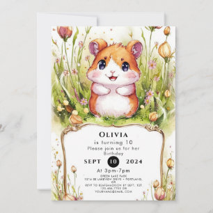 Invitation Enfants Whimsical Hamster Anniversaire