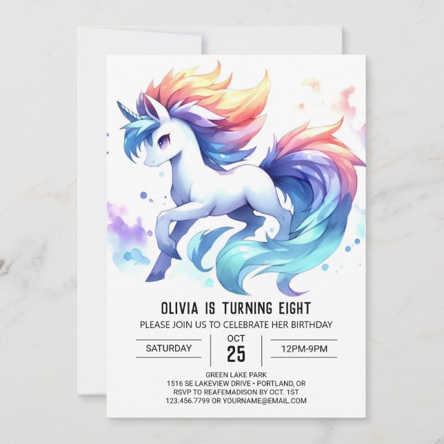 Invitation Enfants Whimsical Horse Anniversaire (Devant)