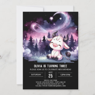 Invitation Enfants Whimsical Vache Anniversaire