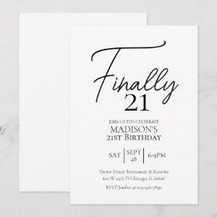 Invitation Enfin 21 Noir & Blanc 21e anniversaire