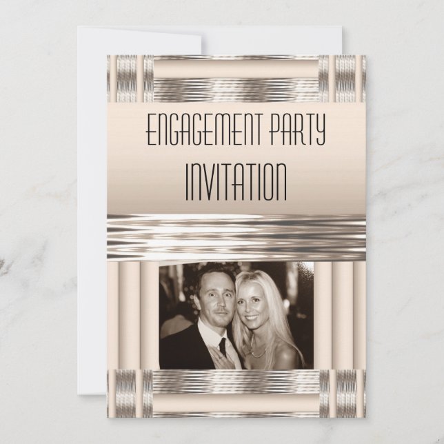 Invitation Engagement Party Cream Art Déco (Devant)