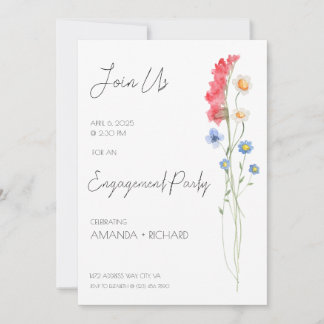 Invitation Engagement Party Invitation, Minimalist Floral