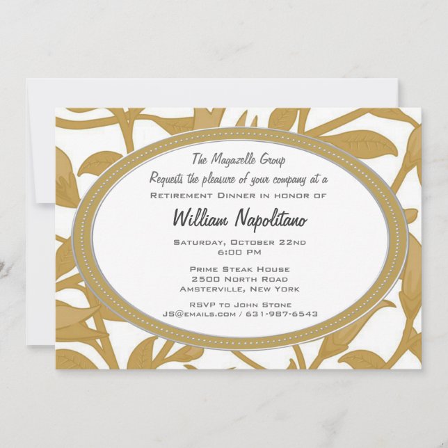 Invitation enlacée de dîner de retraite (Devant)