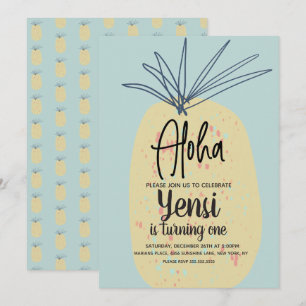 Invitation Énorme Art d'anniversaire de l'ananas tropical d'é