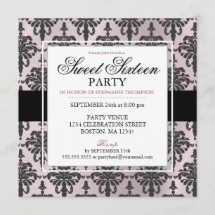 Invitation Enquêtes de 16 personnes pour un joli Damask Rose