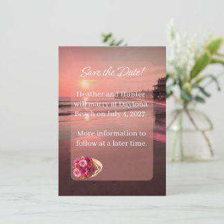 Invitation ENREGISTRER LA DATE Annonce de la Plage au Coucher