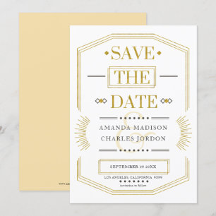Invitation Enregistrer la date Cadre géométrique Art-Déco