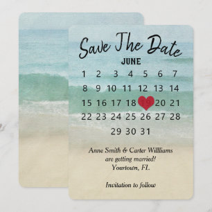 Invitation Enregistrer la date Calendrier Mariage Ocean Beach