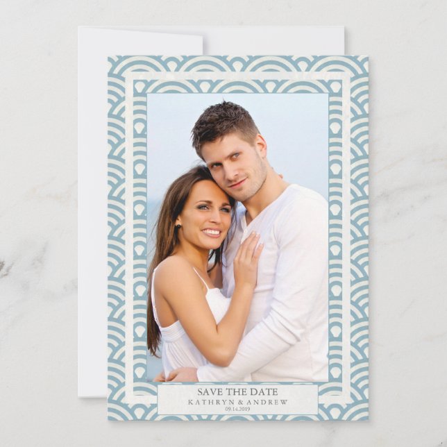 Invitation Enregistrer la date de mariage Seigaiha japonais P (Devant)