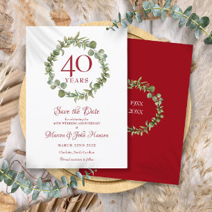 Invitation Enregistrer la date du 40e anniversaire de mariage