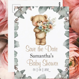 Invitation Enregistrer la date d'un Baby shower mou de béary