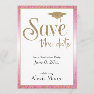 Invitation Enregistrer la date d'une fête de graduation Gold