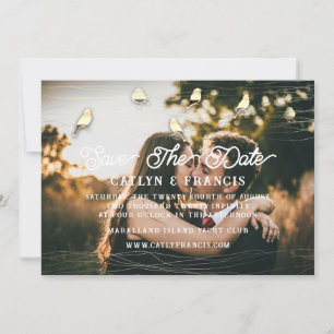 Invitation Enregistrer La Date Faux Gold Grey Foto Cottage Bi