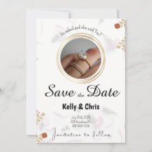 Enregistrer la date Floral Fiançailles Ring Invita