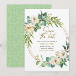 Invitation Enregistrer la date Gold et White floral Invitatio