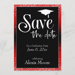 Invitation Enregistrer la date Graduation Party Bright Red Om