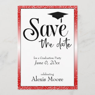 Invitation Enregistrer la Date Graduation Party, Cherry Red