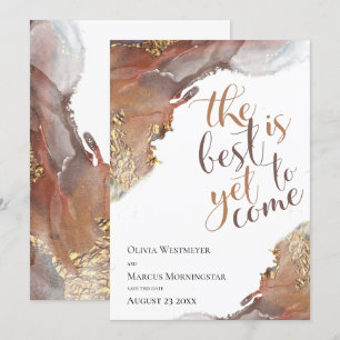 Invitation Enregistrer la date Marbled Encre or et bronze