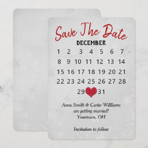 Invitation Enregistrer la date Mariage Calendrier Silver Snow