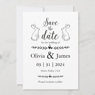 Invitation Enregistrer la date Mariage de Pâques noir et blan