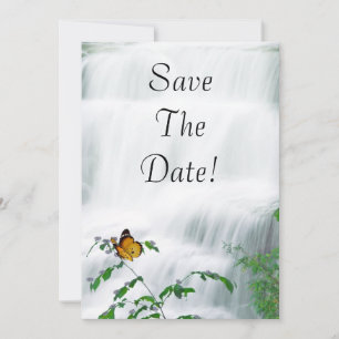 Invitation Enregistrer La Date Mariage Papillon & Cascade