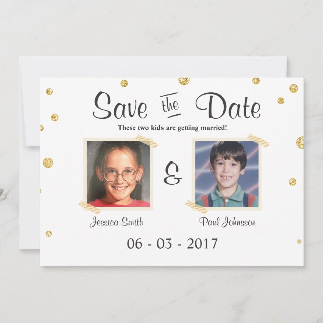 Invitation Enregistrer la date Mariage Rustic Chalkboard Gold (Devant)